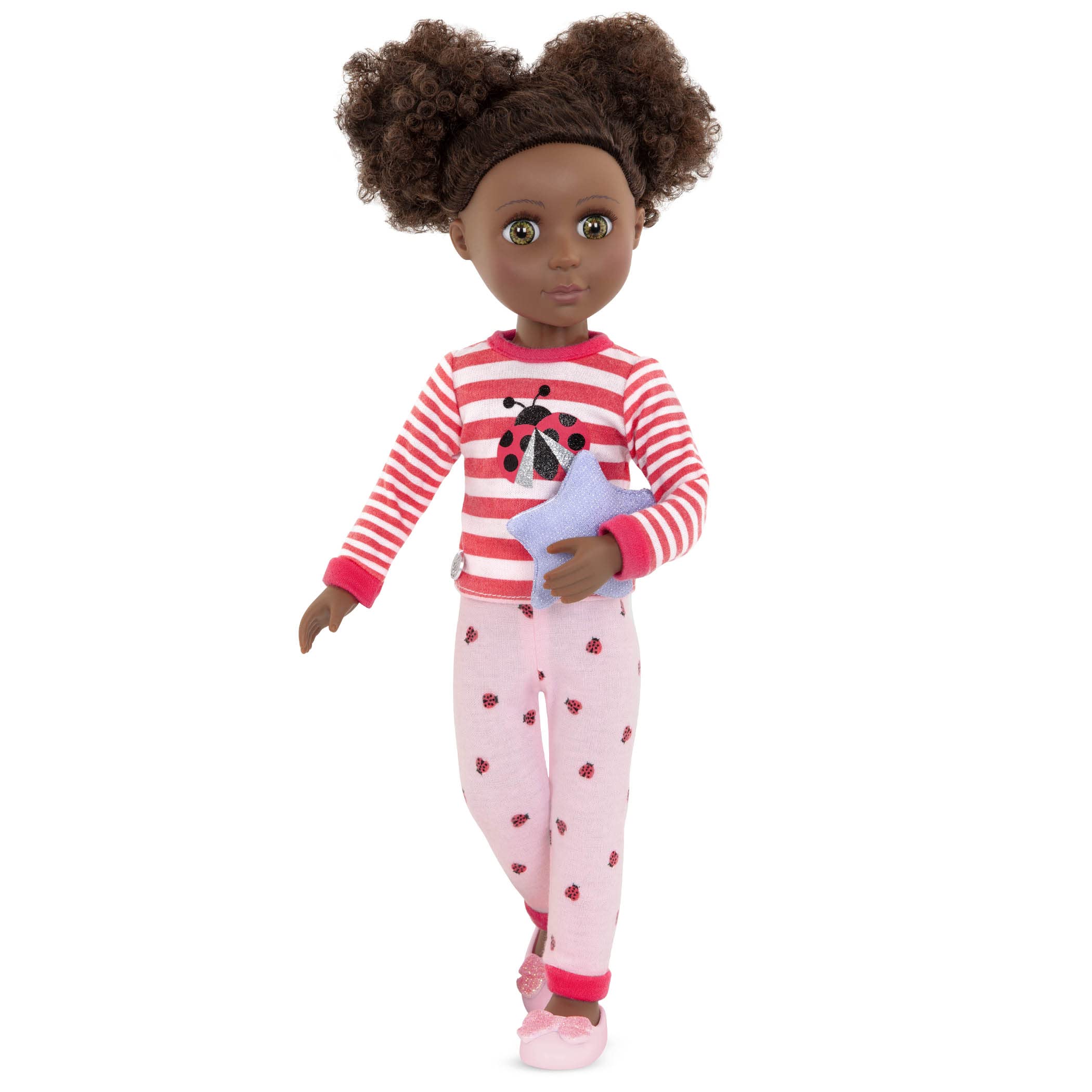Glitter Girls Ladybug Shimmer Pajama Set for 14-Inch Dolls – Top, Bottoms, Pillow & Slippers