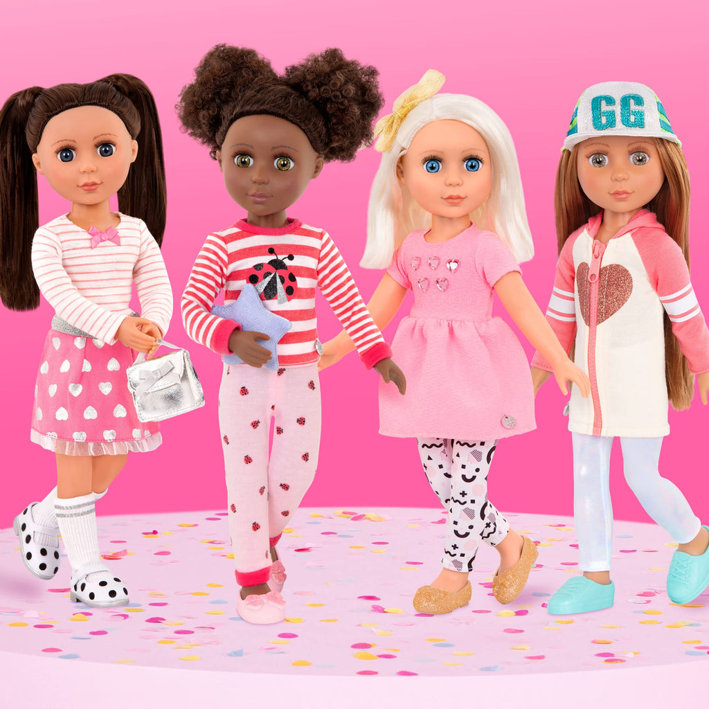 Glitter Girls Ladybug Shimmer Pajama Set for 14-Inch Dolls – Top, Bottoms, Pillow & Slippers