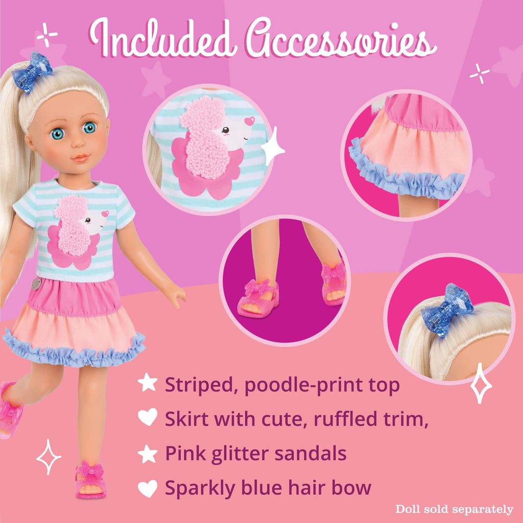 Glitter Girls Poodle Cuddles Doll Outfit – 14-Inch Fashion Set with Hair Bow