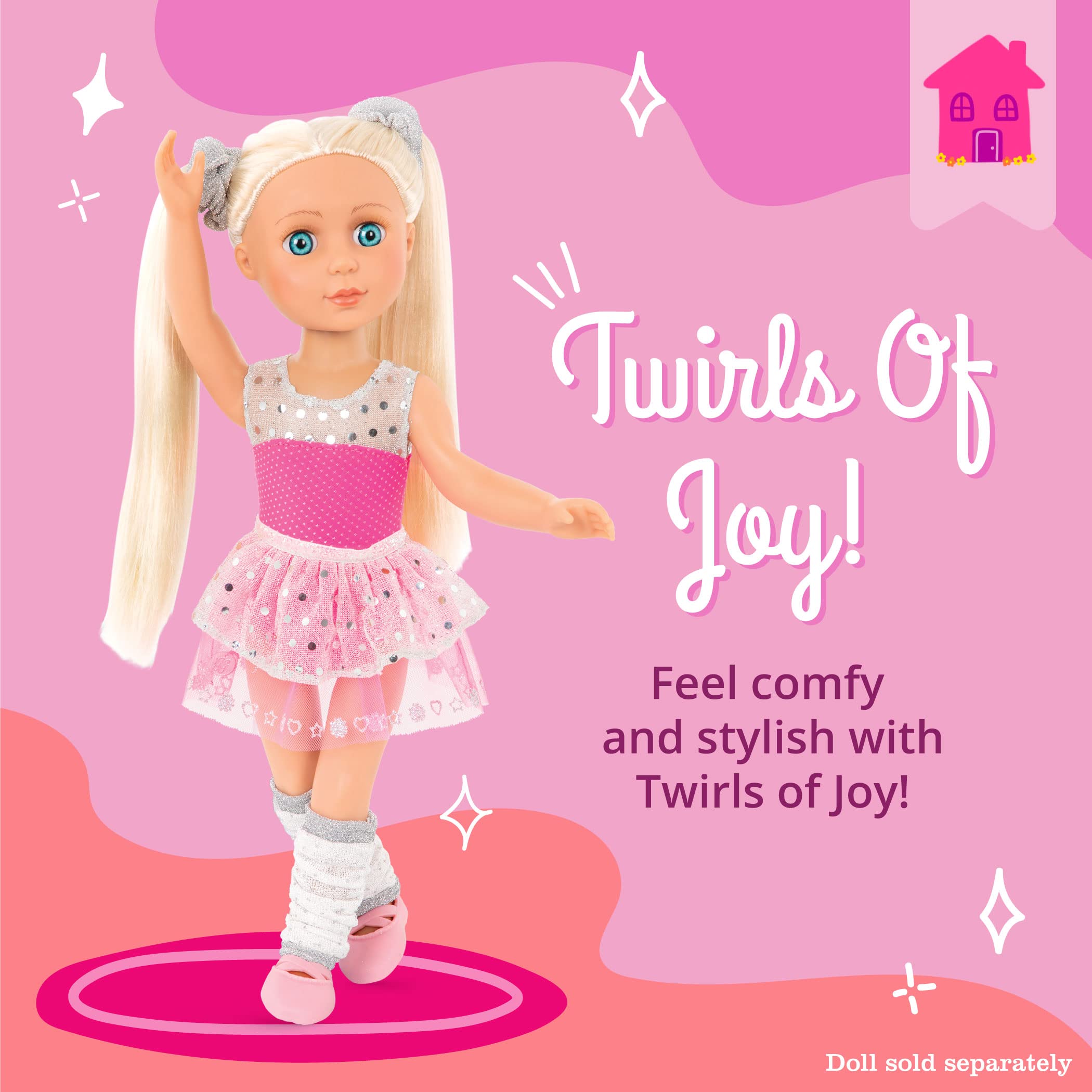 Glitter Girls Twirls of Joy Ballerina Outfit for 14-Inch Dolls - Hearts & Stars Ballet Dress Set