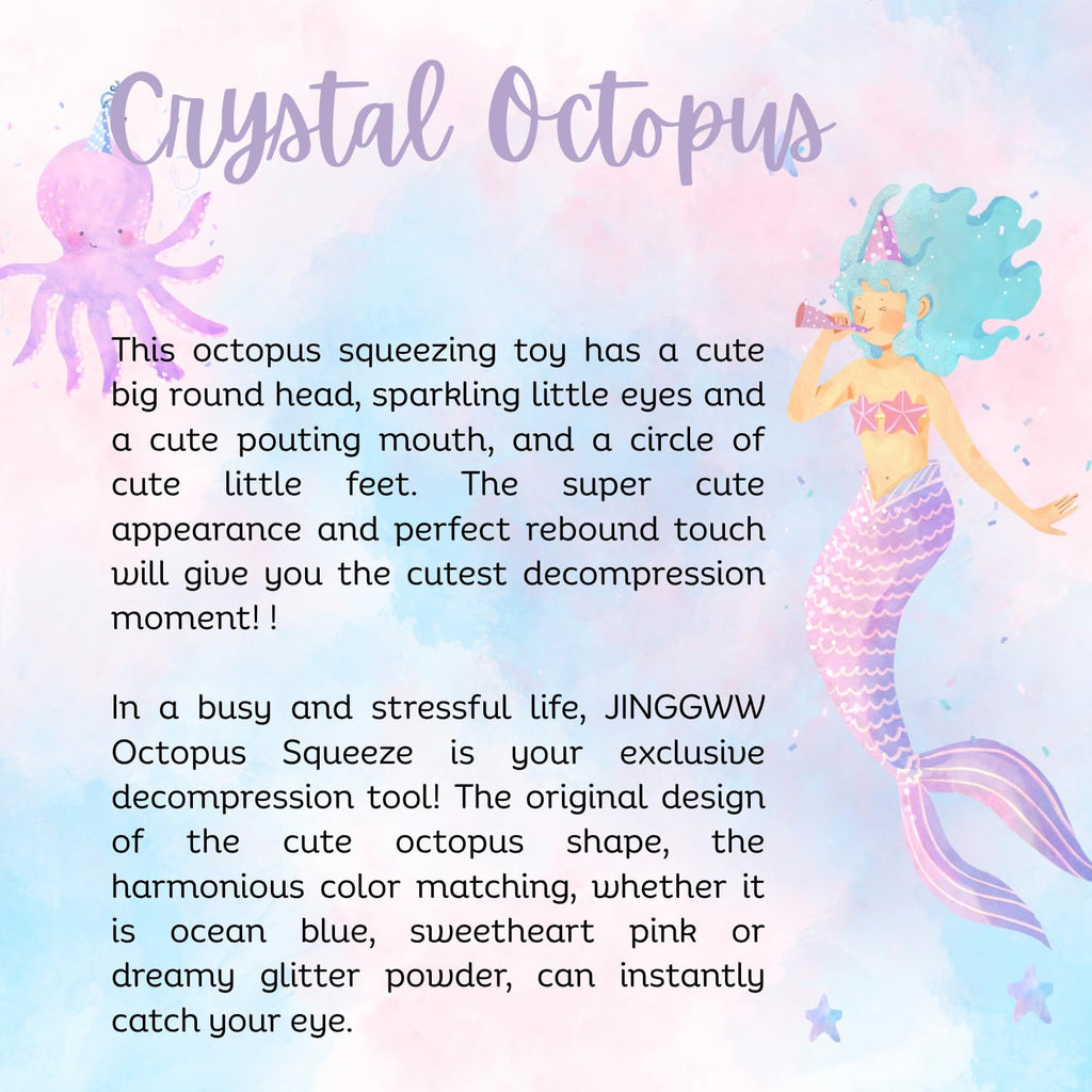 Glitter Pink Crystal Sequin Octopus Squishy – Slow-Rising Stress Toy by JINGGWW