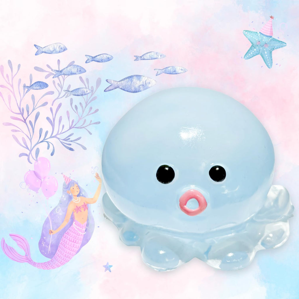 Glitter Pink Crystal Sequin Octopus Squishy – Slow-Rising Stress Toy by JINGGWW