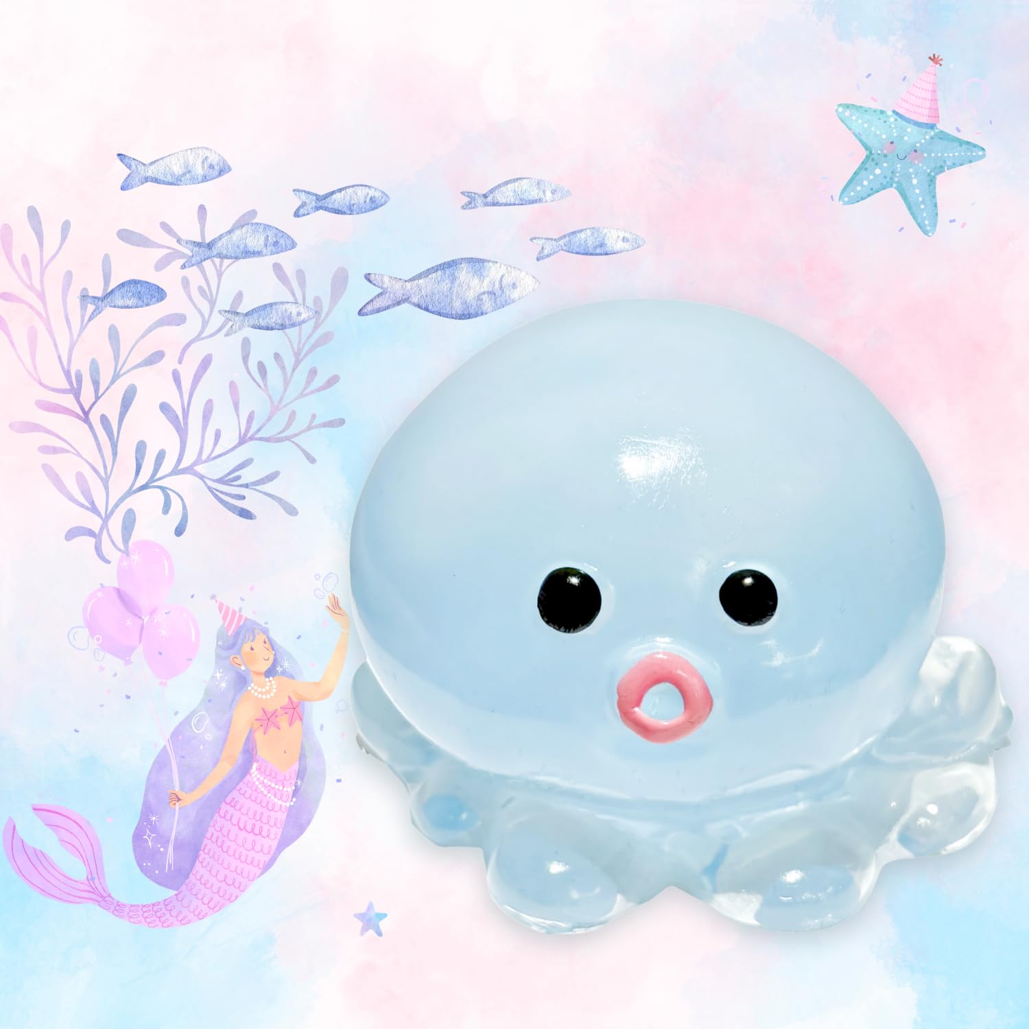 Glitter Pink Crystal Sequin Octopus Squishy – Slow-Rising Stress Toy by JINGGWW