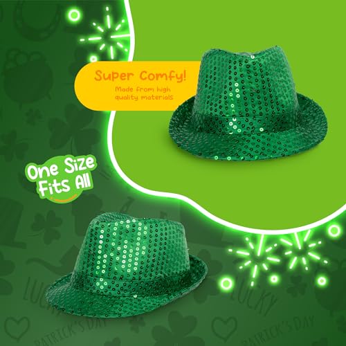 Glittering Sequin Fedora for St. Patrick's Day – Unisex Party Hat by Windy City Novelties