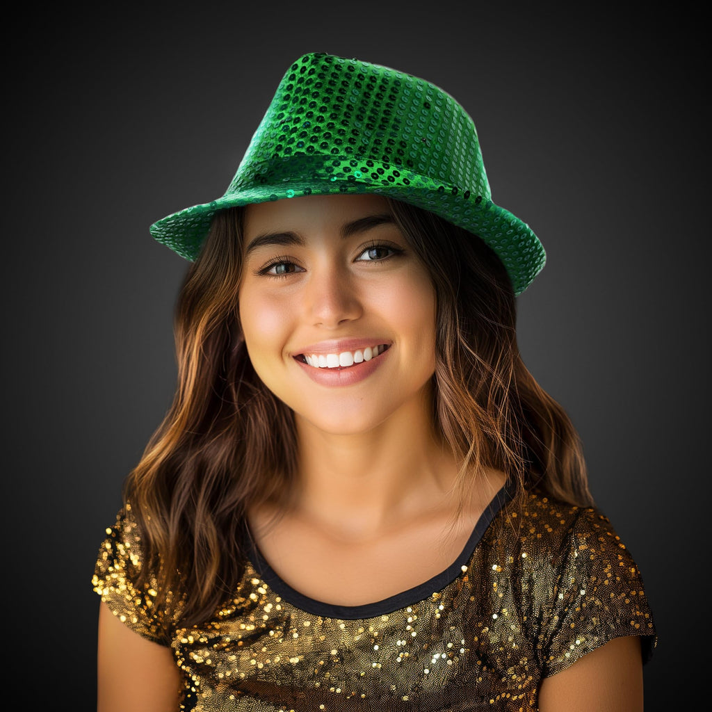 Glittering Sequin Fedora for St. Patrick's Day – Unisex Party Hat by Windy City Novelties