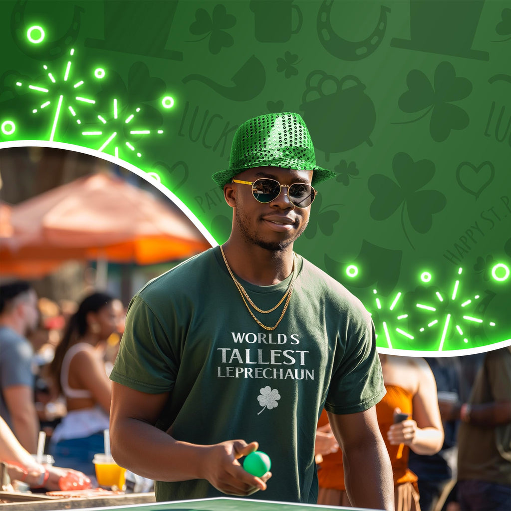 Glittering Sequin Fedora for St. Patrick's Day – Unisex Party Hat by Windy City Novelties