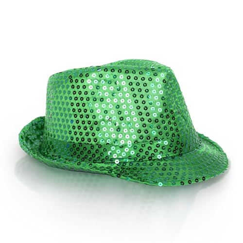 Glittering Sequin Fedora for St. Patrick's Day – Unisex Party Hat by Windy City Novelties