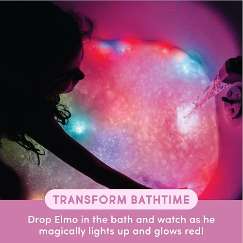 Glo Pals Sesame Street Elmo Water-Activated Light-Up Bath Toy Cubes – Pack of 6, Red Glow