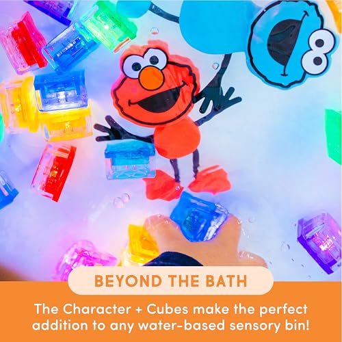 Glo Pals Sesame Street Elmo Water-Activated Light-Up Bath Toy Cubes – Pack of 6, Red Glow