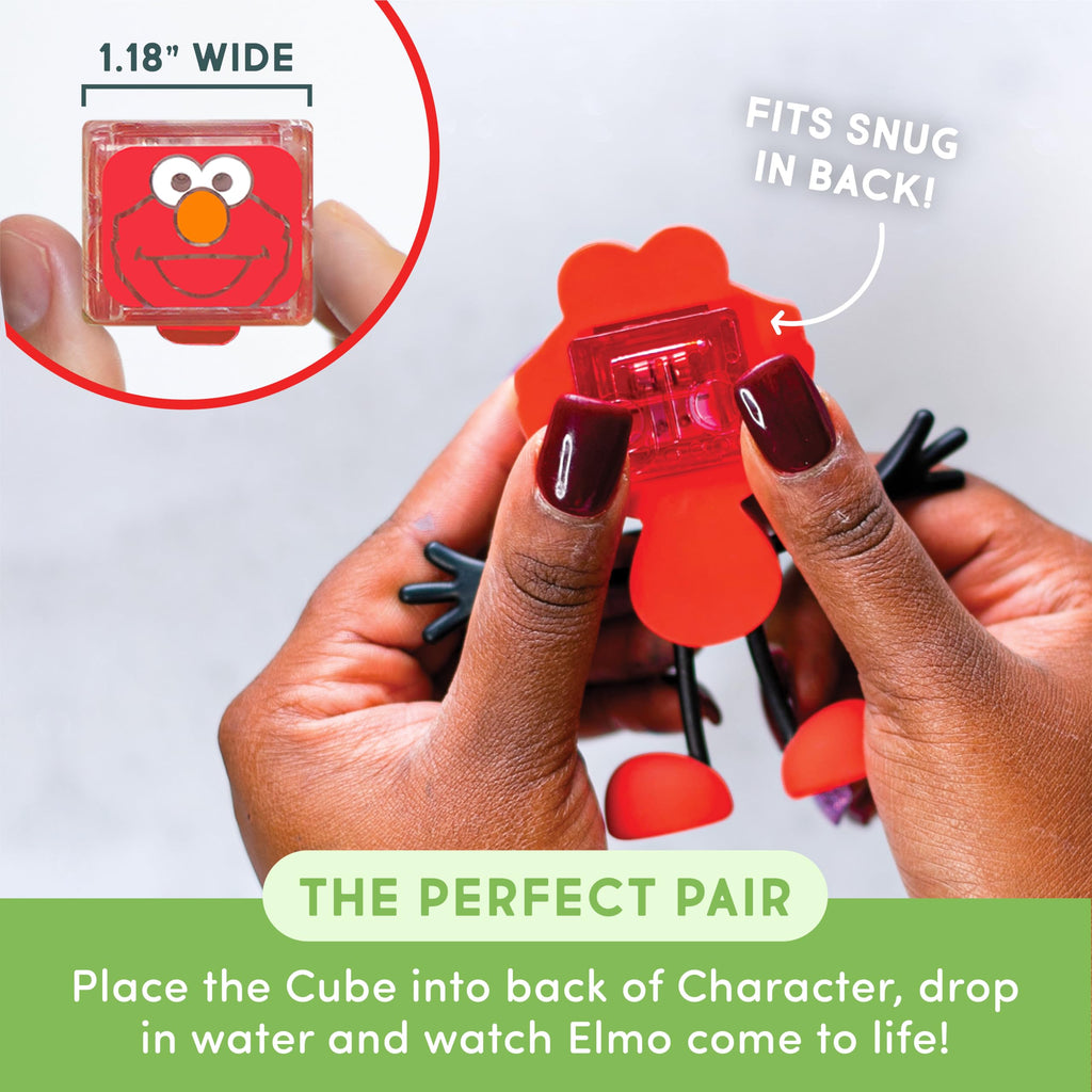 Glo Pals Sesame Street Elmo Water-Activated Light-Up Bath Toy Cubes – Pack of 6, Red Glow