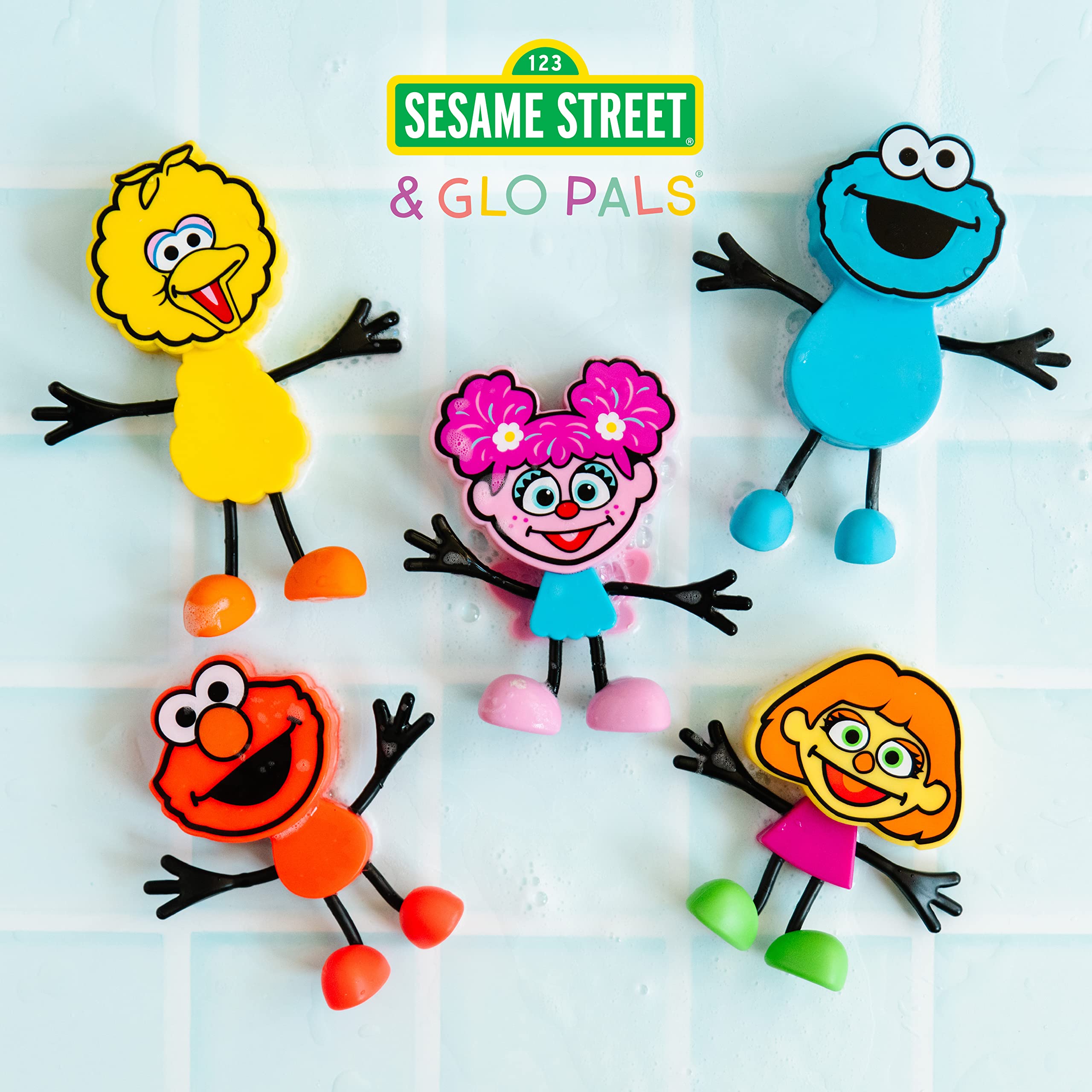 Glo Pals Sesame Street Elmo Water-Activated Light-Up Bath Toy Cubes – Pack of 6, Red Glow