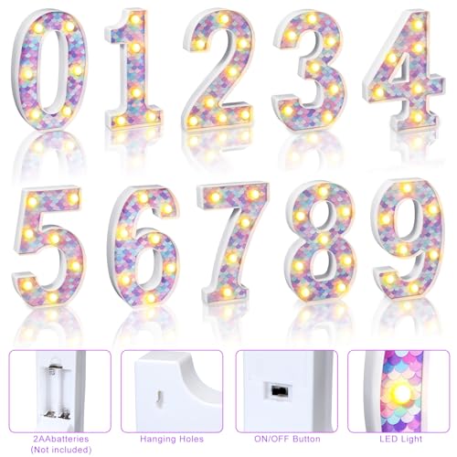 Glooglitter Mermaid LED Number 5 - Glowing Mermaid Scale Party Decoration
