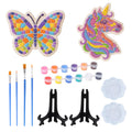 GloomGlo Butterfly & Unicorn Plaster Painting Kit with 12 Acrylic Paints, Brushes, and Easels