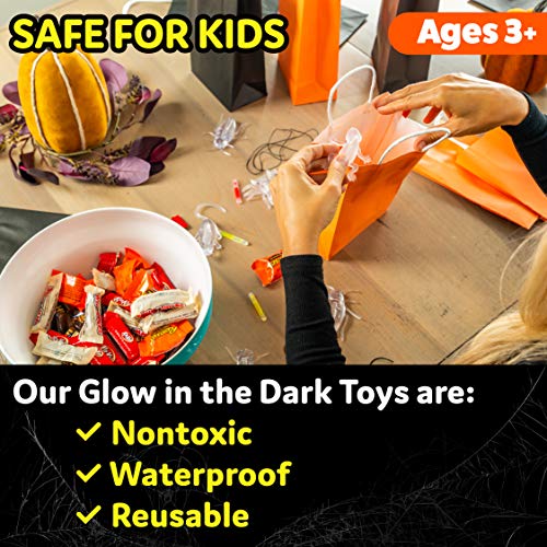 Glow Critters 30-Pack: Glow-in-the-Dark Fake Bug Toys & Mini Glow Sticks for Easter Eggs, Halloween Party Favors, and Basket Stuffers