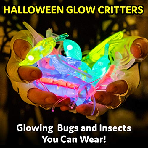 Glow Critters 30-Pack: Glow-in-the-Dark Fake Bug Toys & Mini Glow Sticks for Easter Eggs, Halloween Party Favors, and Basket Stuffers