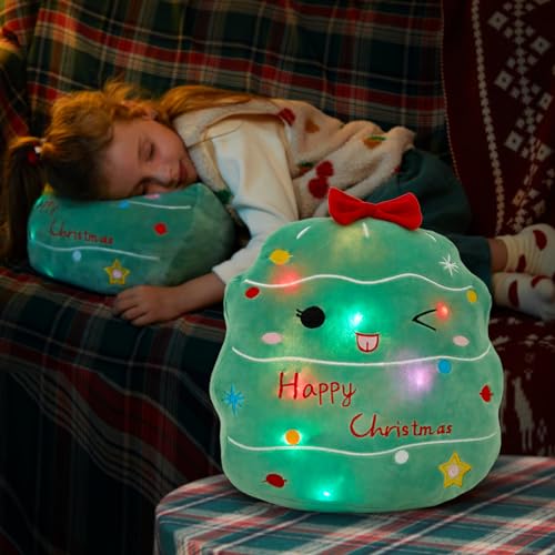 Glow Guards 12-Inch Light Up Christmas Tree Plush Pillow – Soft Cuddly Holiday Decor
