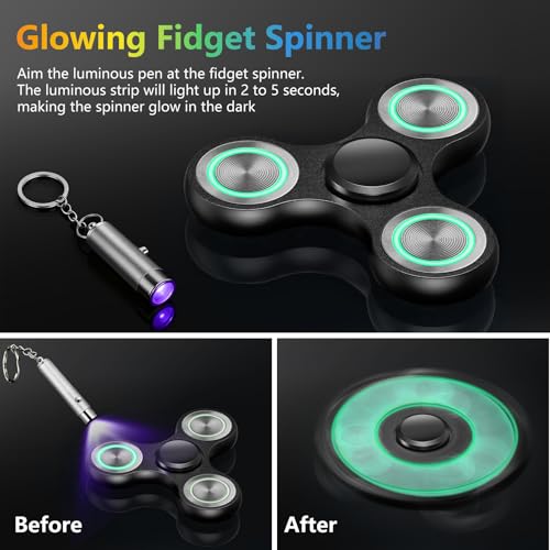 Glow-in-the-Dark Metal Fidget Spinner - Silent, Durable, 3-8 Min Spin Time - Stress Relief Desk Toy