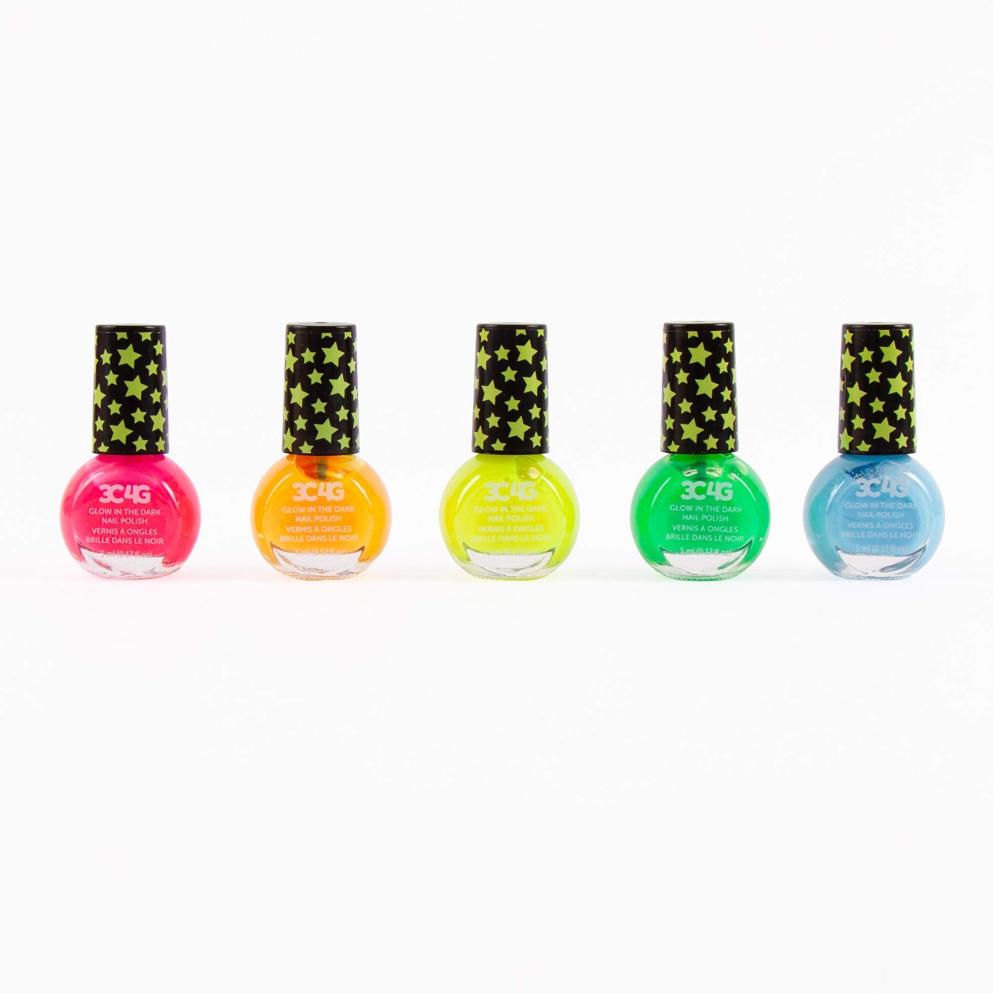Glow in the Dark Nail Polish Set for Kids - 5 Neon Colors, Non-Toxic, Water-Based, Ages 8+ - 3C4G
