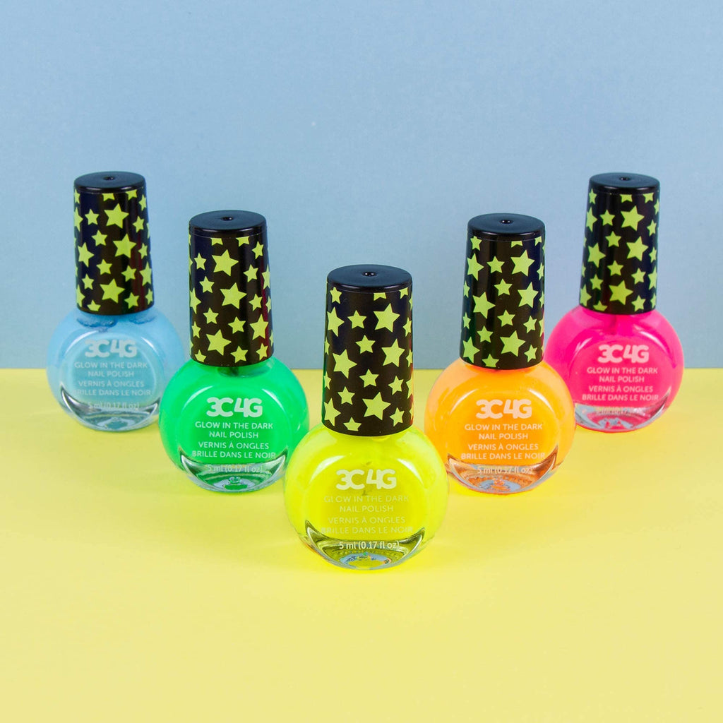 Glow in the Dark Nail Polish Set for Kids - 5 Neon Colors, Non-Toxic, Water-Based, Ages 8+ - 3C4G