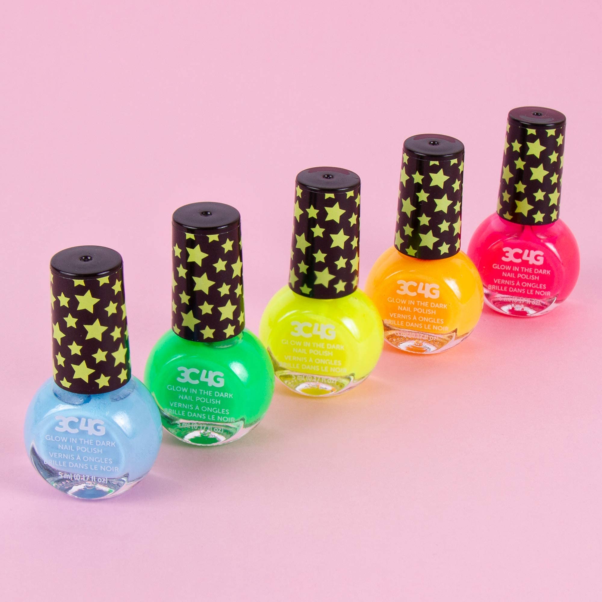 Glow in the Dark Nail Polish Set for Kids - 5 Neon Colors, Non-Toxic, Water-Based, Ages 8+ - 3C4G