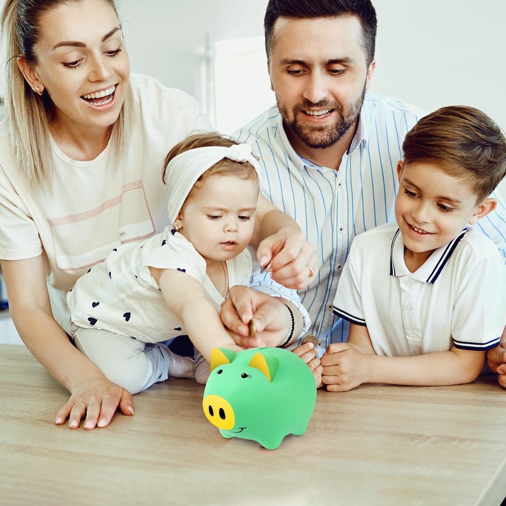 Glow in the Dark Piggy Bank for Kids - Unbreakable Plastic Coin Bank, 800 Coin Capacity, Safe for Toddlers Age 2+