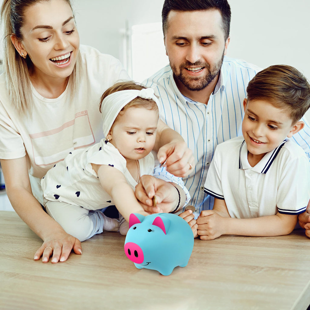Glow in the Dark Piggy Bank for Kids - Unbreakable Plastic Coin Bank, Holds 800 Coins, Cute Savings Box for Toddlers Boys Girls