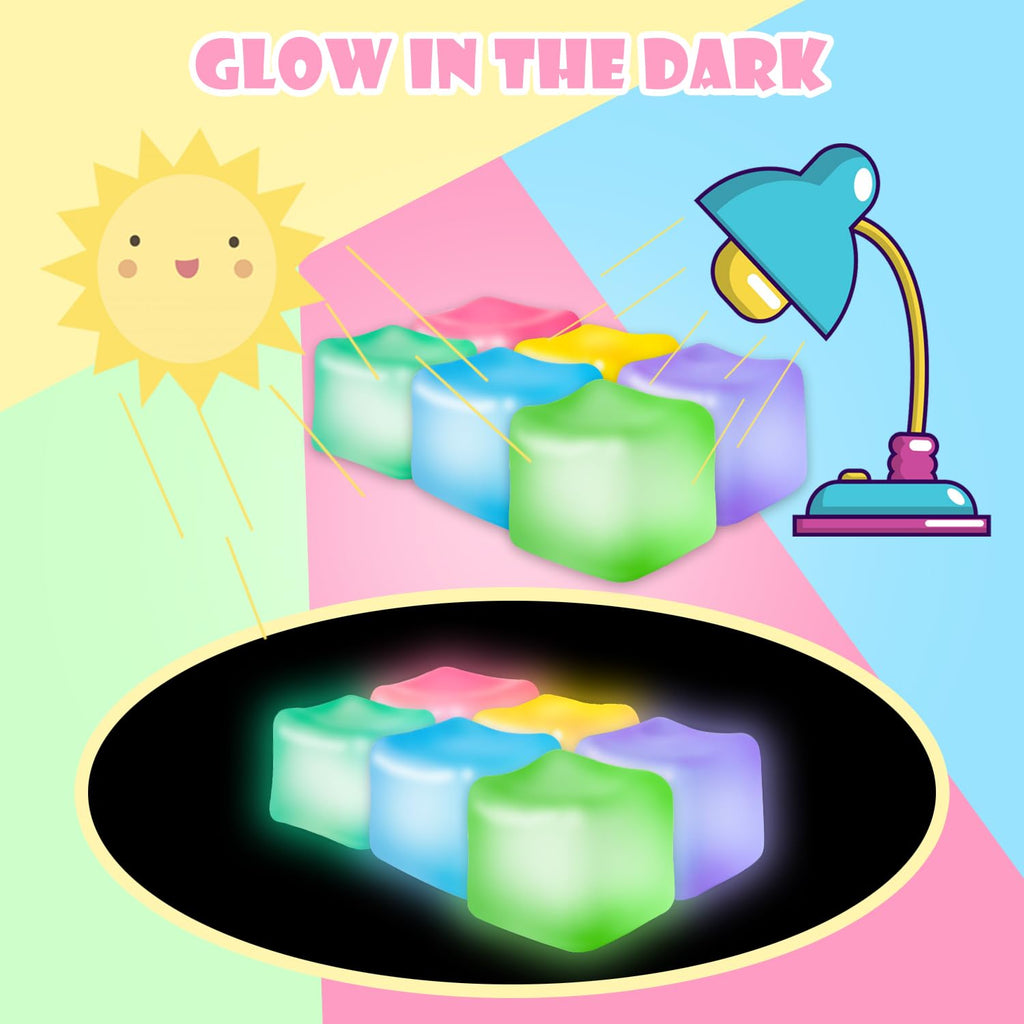 Glow in the Dark Stress Cubes (2-Pack) – Blue & Purple Squishy Fidget Toys