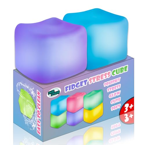 Glow in the Dark Stress Cubes (2-Pack) – Blue & Purple Squishy Fidget Toys