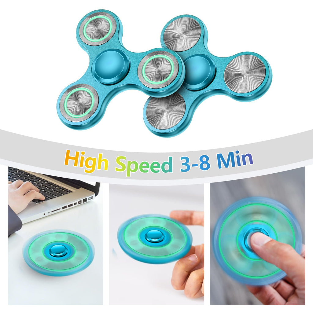 Glowing Fidget Spinner – Metal Silent Light-Up Toy for Stress Relief, Spins 3-8 Minutes