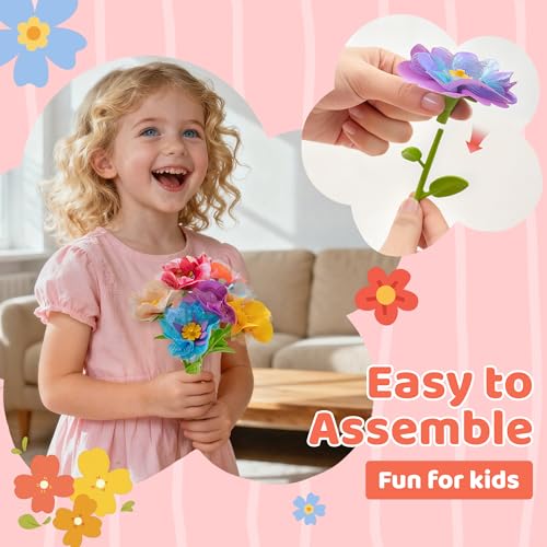 Glowsprout Fabric Flower Refill Kit - 180 Pieces for DIY Bouquets, Tulle & Organza, Ages 4-8