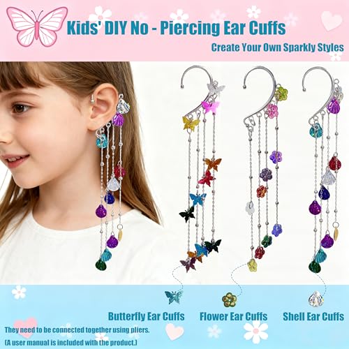 GO2HEJING 278-Piece Ocean Charm Bracelet Making Kit for Girls 8-12 – Includes Necklace, Ear Cuff, Temporary Tattoos, and Mermaid Craft Supplies