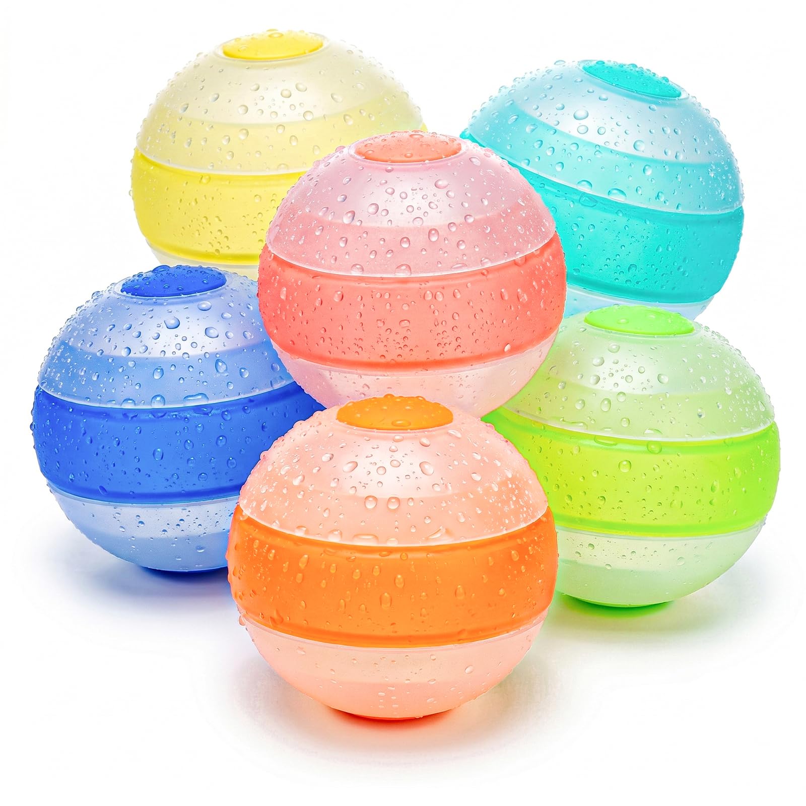 GoBene 6-Pack Reusable Water Balloons – Self-Sealing Silicone, Non-Magnetic, Quick Fill, Pool & Beach Toys for Kids Ages 3-12