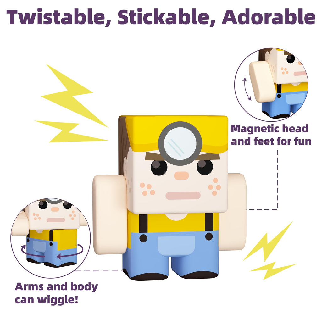 GobiDex 8-Pack Magnetic Action Figures – Block World Creatures STEM Toy for Kids