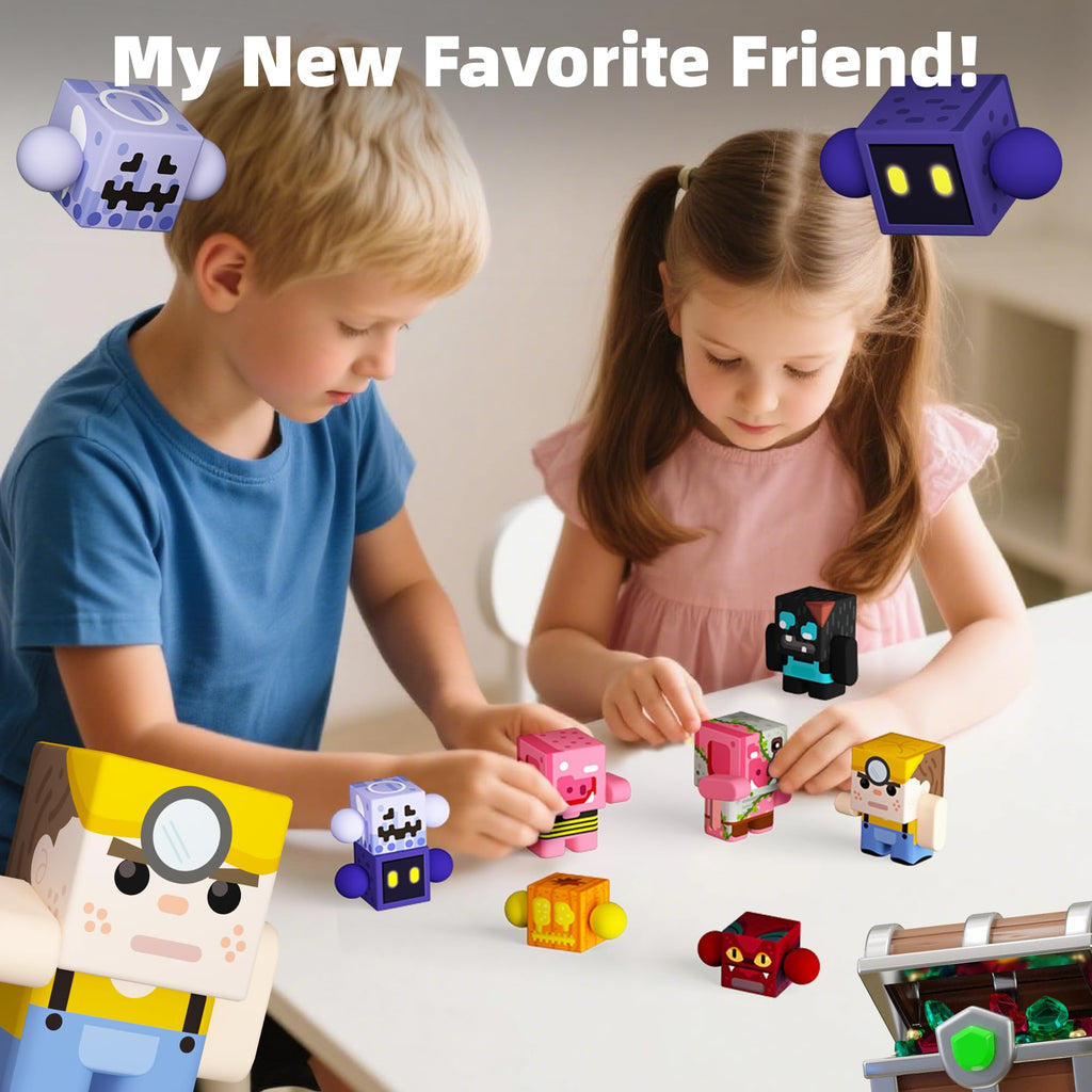 GobiDex 8-Pack Magnetic Action Figures – Block World Creatures STEM Toy for Kids