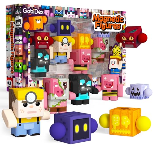 GobiDex 8-Pack Magnetic Action Figures – Block World Creatures STEM Toy for Kids