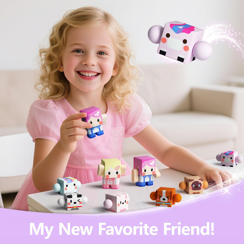 GobiDex 8-Piece Magnetic Figures Playset: Rotatable Animal & Character Toys for Kids