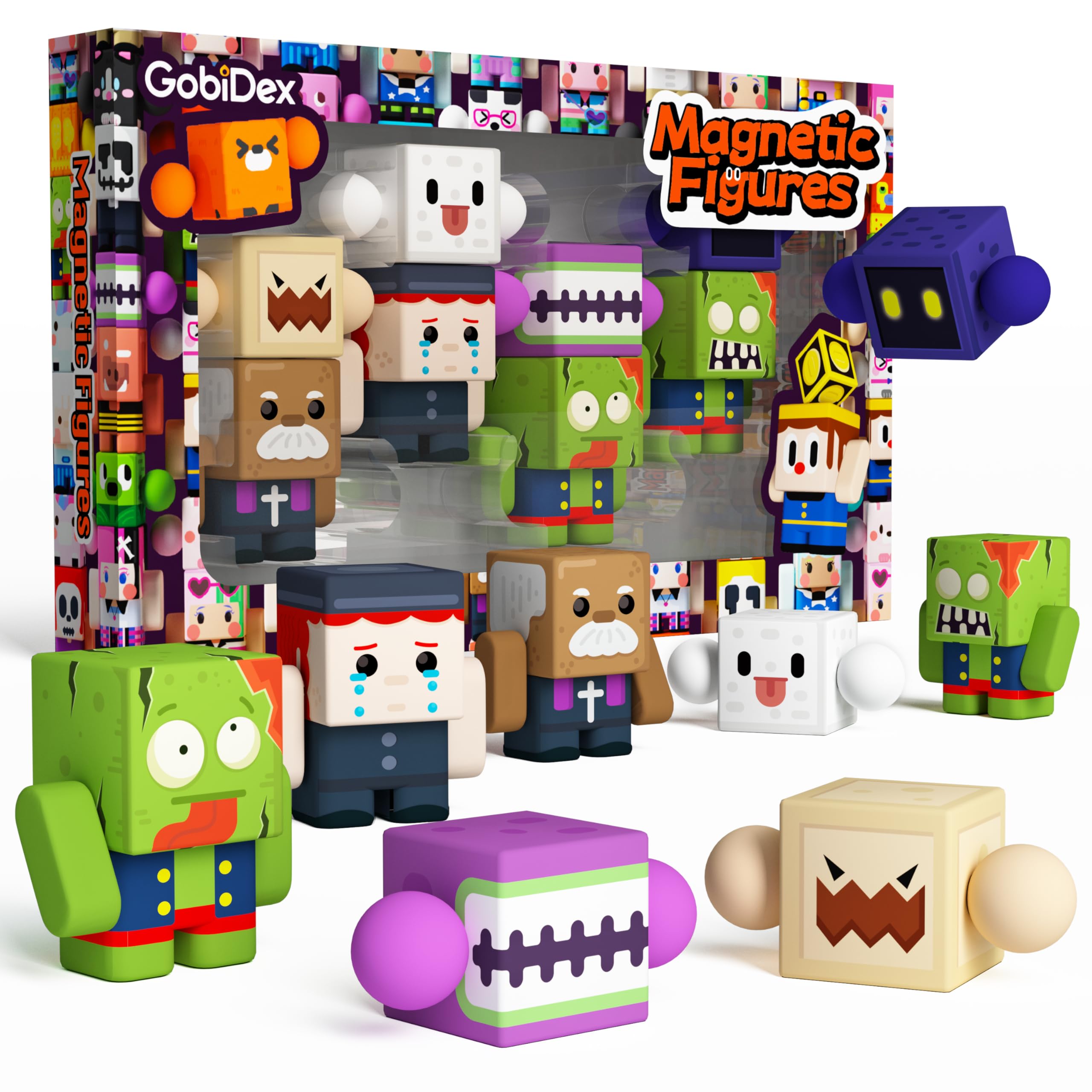 GobiDex 8-Piece Magnetic Figures Playset – Rotatable Monster & Character Toys for Kids