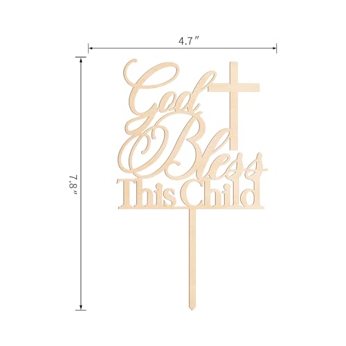 God Bless This Child Baptism Cake Topper – Wooden Design 002 by Party to Be