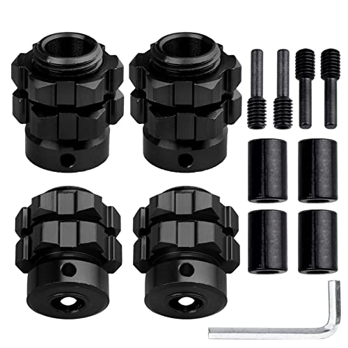 GoHobby Aluminum 17mm Hex Wheel Hub Adapters for 1/10 RC Trucks (Set of 4) - Black
