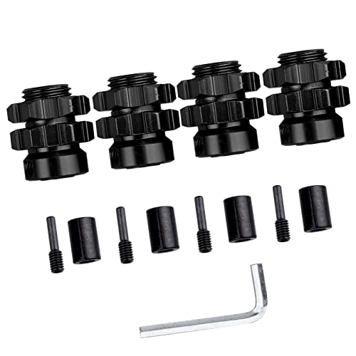 GoHobby Aluminum 17mm Hex Wheel Hub Adapters for 1/10 RC Trucks (Set of 4) - Black