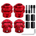 GoHobby Aluminum 17mm Hex Wheel Hub Adapters for Traxxas Summit, E-Maxx, E-Revo & Losi Baja Rey (Set of 4, Red)