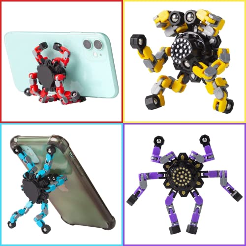 Gokeey Transformable Fidget Spinners - 4 Pack Deformable Chain Spinners, Party Favors for Kids and Adults, Sensory Toy for Travel