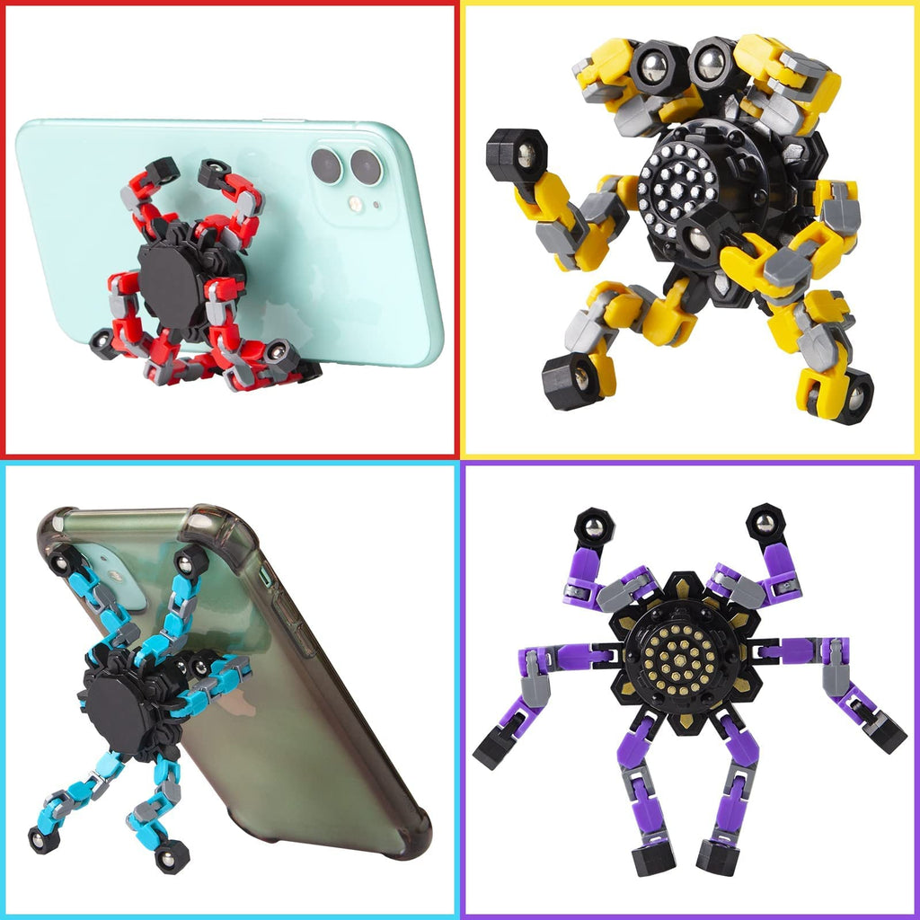 Gokeey Transformable Fidget Spinners - 4 Pack Deformable Chain Spinners, Party Favors for Kids and Adults, Sensory Toy for Travel