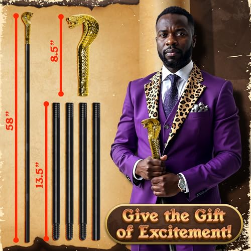 Gold Egyptian Snake Staff Cane – 20 Inch Plastic Pharaoh Costume Accessory