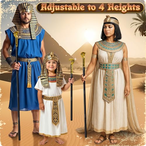 Gold Egyptian Snake Staff Cane – 20 Inch Plastic Pharaoh Costume Accessory