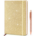 Gold Glitter Notebook A5 – No-Shed Sparkle Journal with 200 Lined Pages, Hardcover Diary for Girls Teens Women