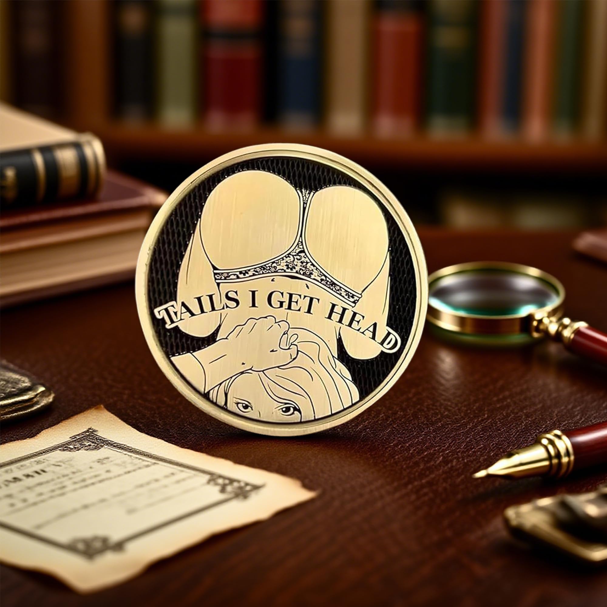 Gold-Plated Funny Decision Coin – Heads I Get Tail, Tails I Get Head Prank Gift for Couples