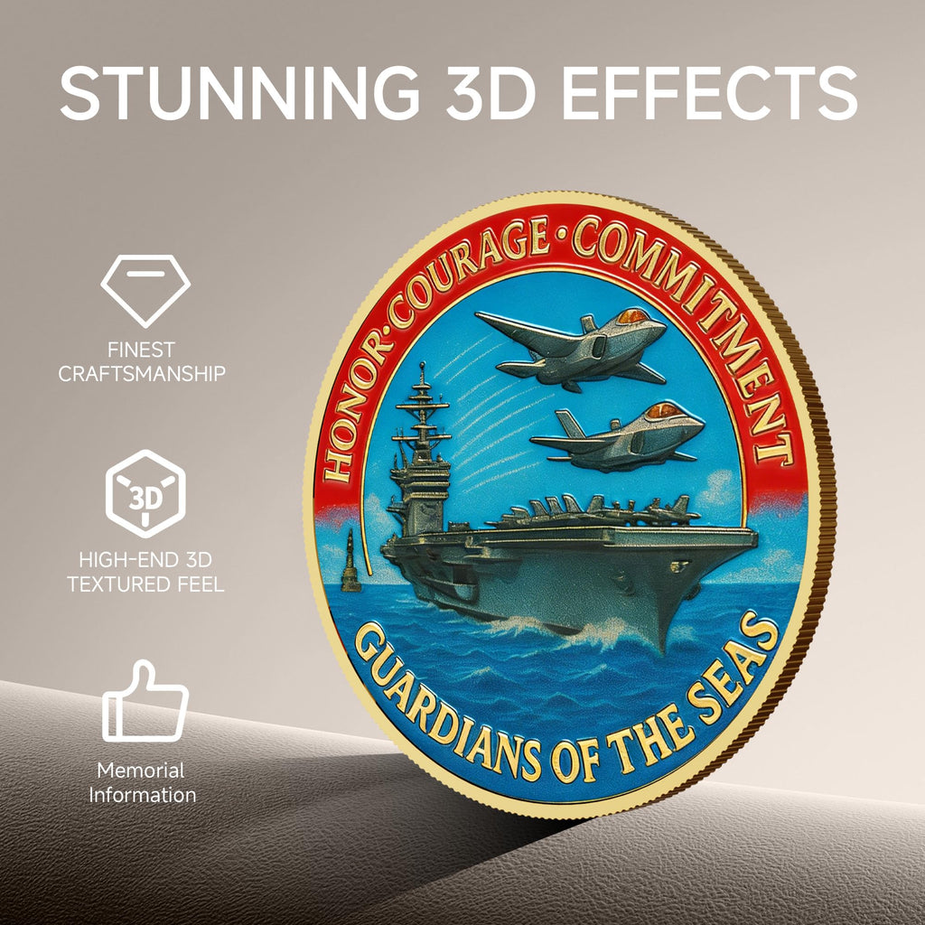 Gold-Plated USA Navy 250th Anniversary Challenge Coin – 1.57 Inch Double-Sided High Relief Military Collectible for Veterans and Supporters