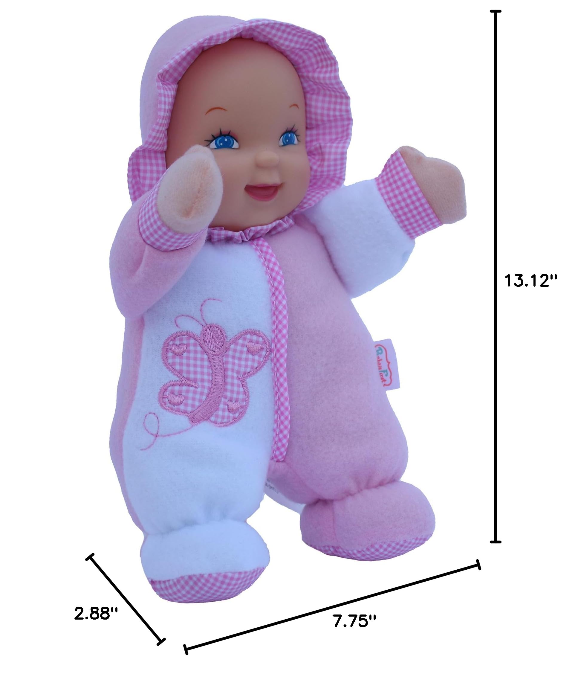 Goldberger Baby's First: 11" Soft & Snuggle Butterfly Doll - Machine Washable, Safe for Infants 0+ Months