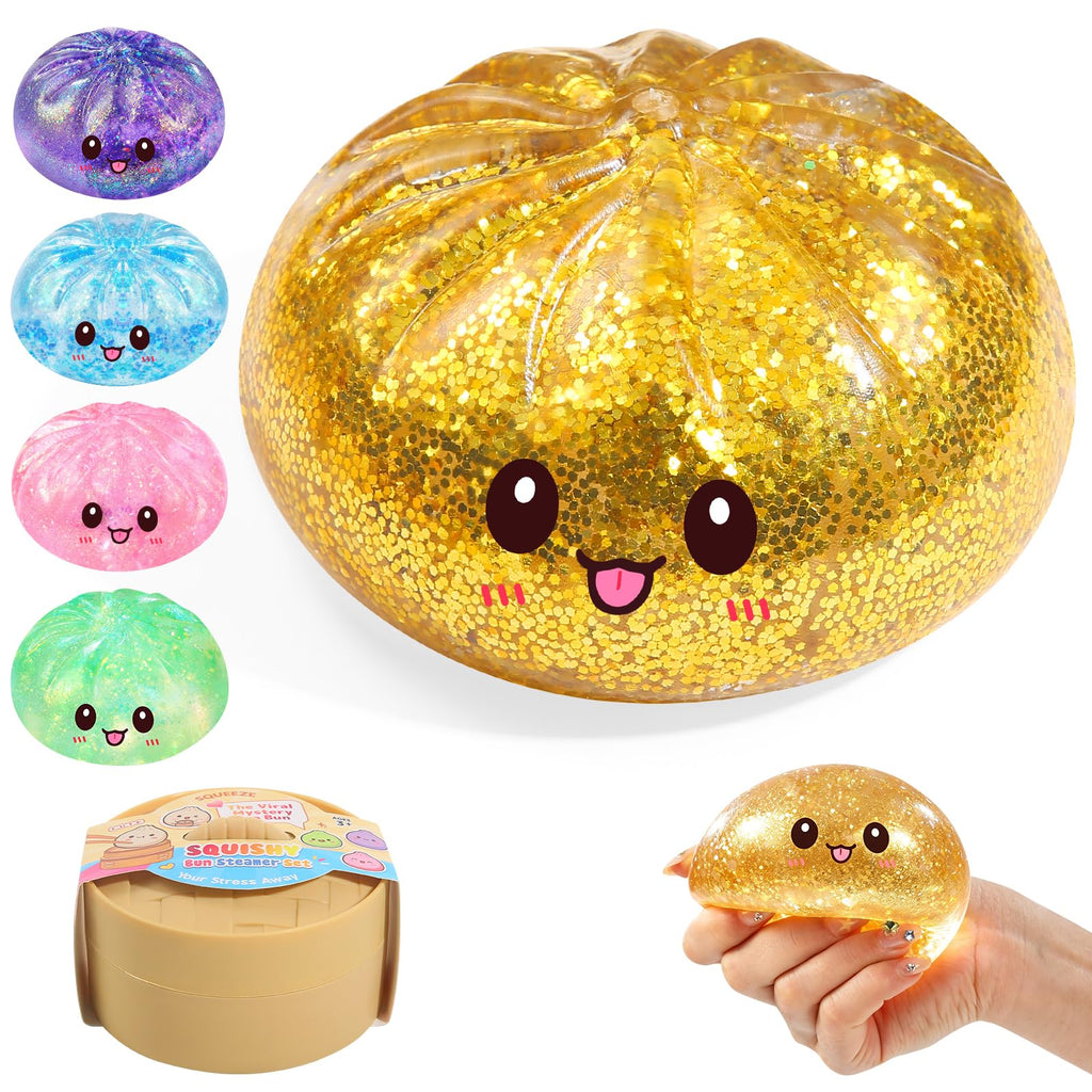 Golden Sugar Dumpling Squishy – Viral Bao Bun Stress Relief Toy, 255g